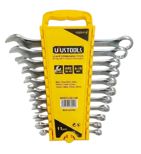 Set de Llaves Combinadas UYUSTOOLS - 11 Piezas (6mm a 19mm)
