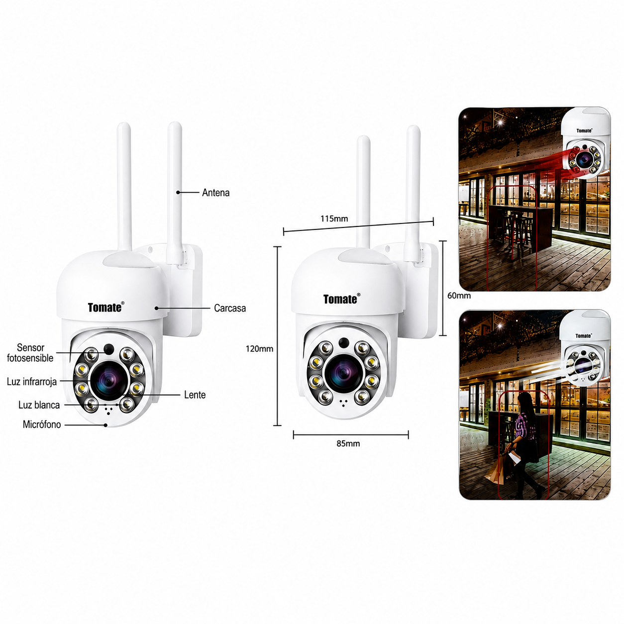 Camara WiFi PTZ Tomate SC-Y3019W 2MP Full HD | Visión Nocturna | Seguimiento Automático