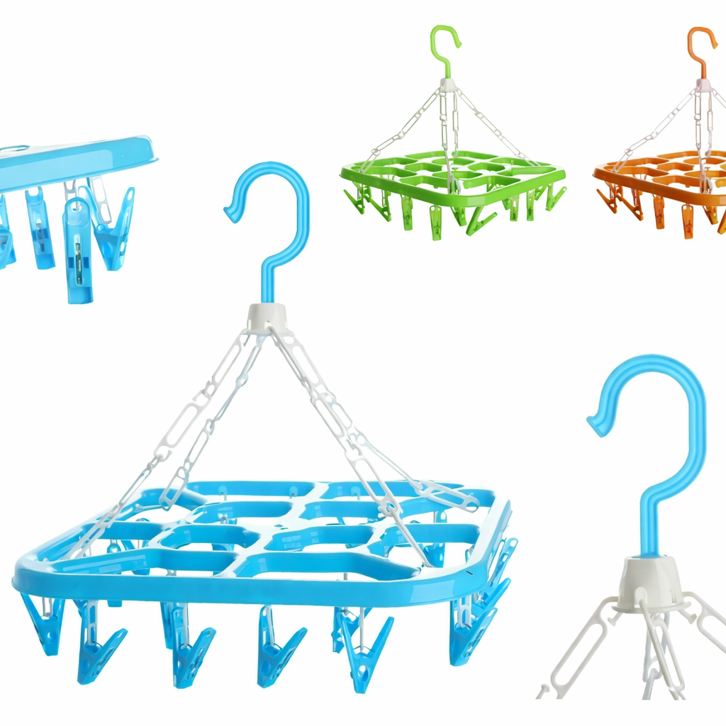 Colgador De Ropa Cuadrado 20 Ganchos 32cm Colores Surtidos