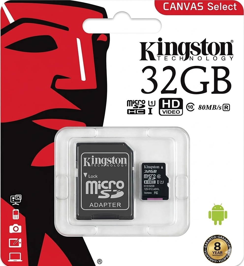 Tarjeta MicroSD Kingston Canvas Select 32GB + Adaptador SD
