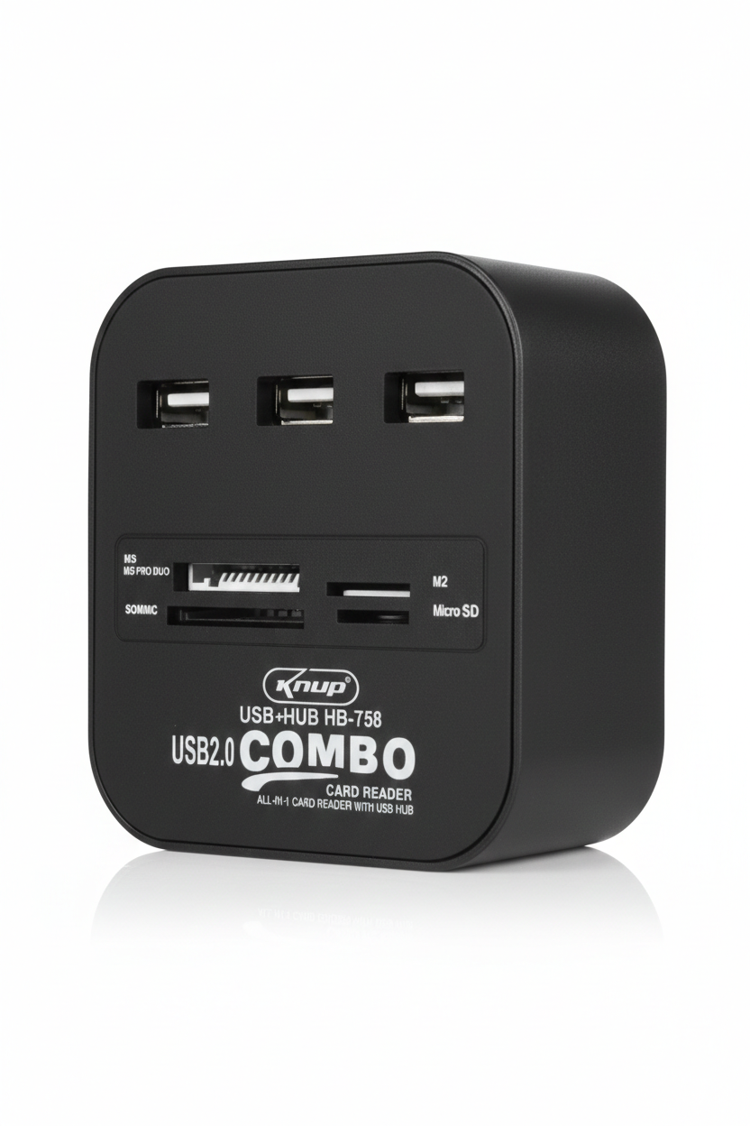 Hub USB 2.0 + Lector de Tarjetas de Memoria Knup HB-T58