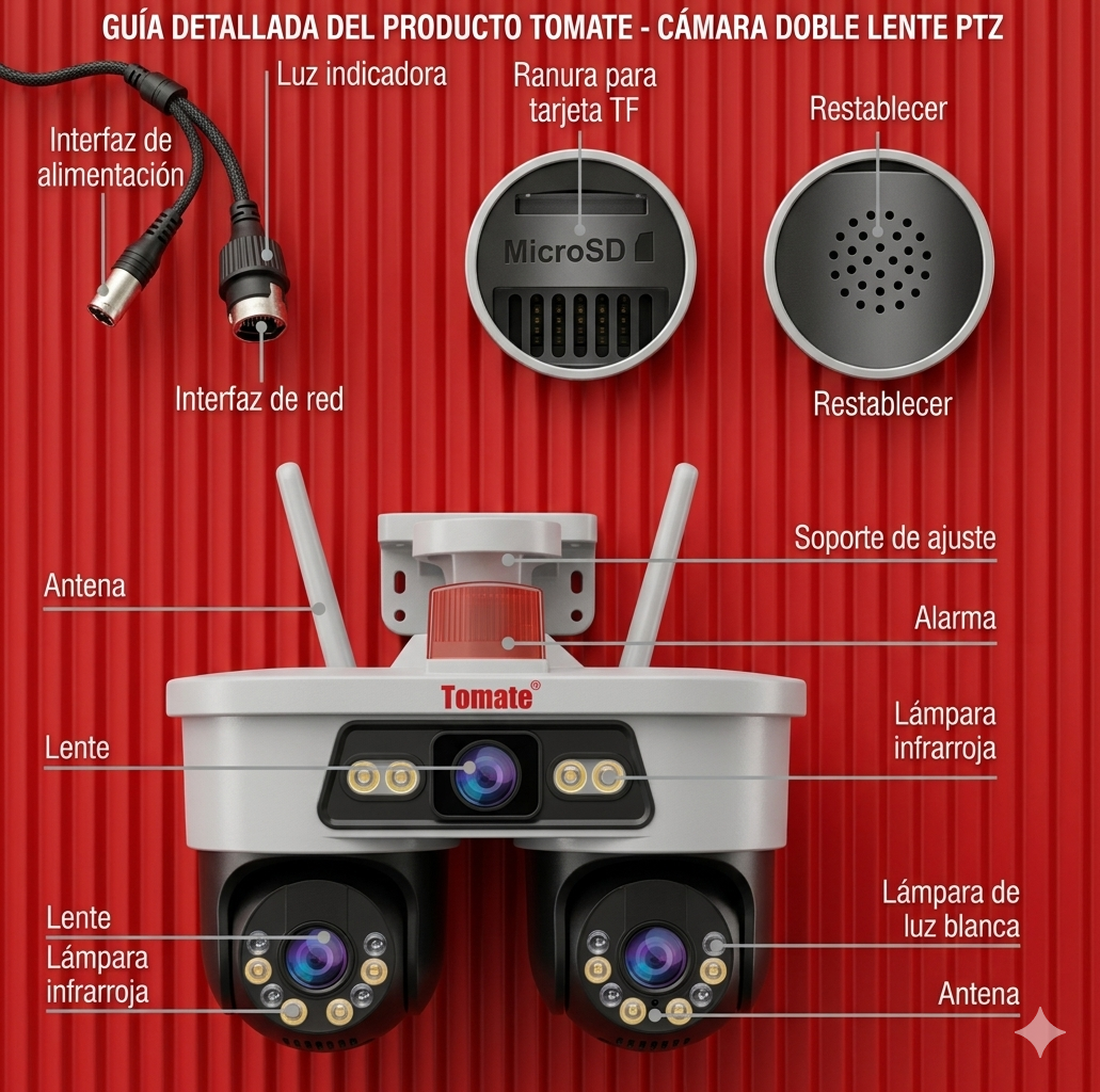 Camara de Seguridad Inteligente WiFi Tomate SC-Y3005W - Ultra HD 9MP