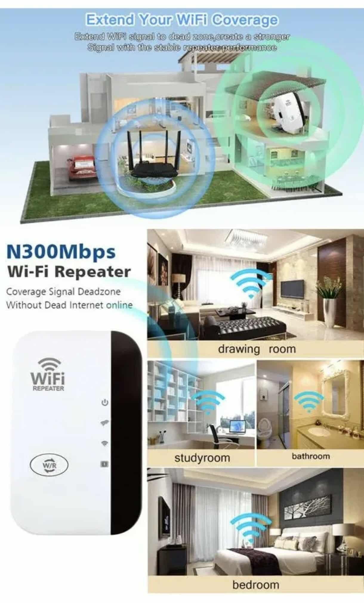 Repetidor Amplificador De Señal Wifi Extender 300mbps 2.4ghz