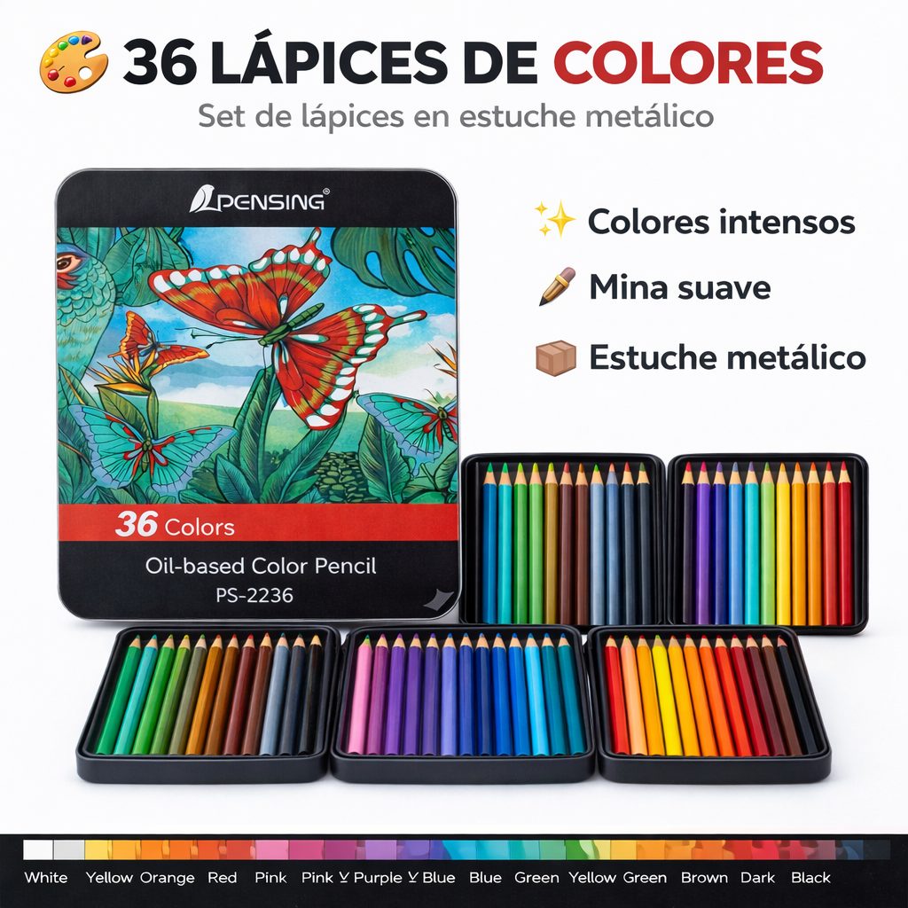 Set de 36 Lápices de Colores Professional Pensing – Calidad al Óleo ✨