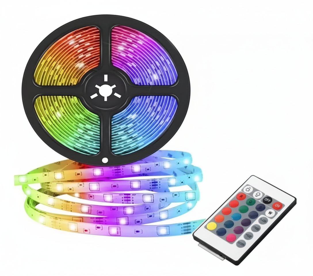 Kit Led Multicolor 5m Flexible Control Remoto Color De La Luz Rgb tira led 5050 + controlador