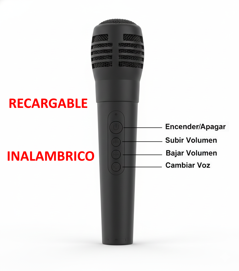 Parlante Karaoke 8" con Micrófono Inalámbrico Bluetooh Recargables - ¡Ideal para tus Fiestas en Casa