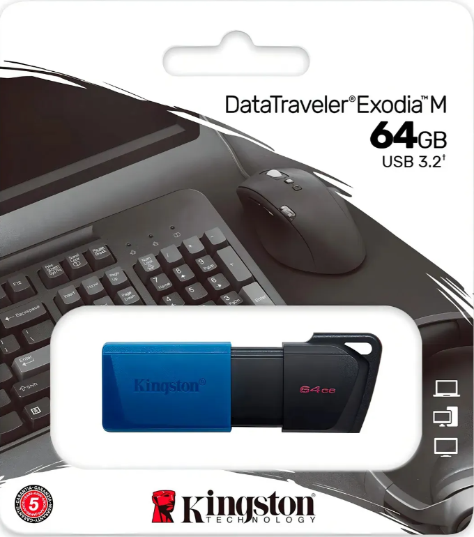 Memoria Flash Usb Kingston De 64 Gb 3.2 Exodia M Negro Azul Color Negro
