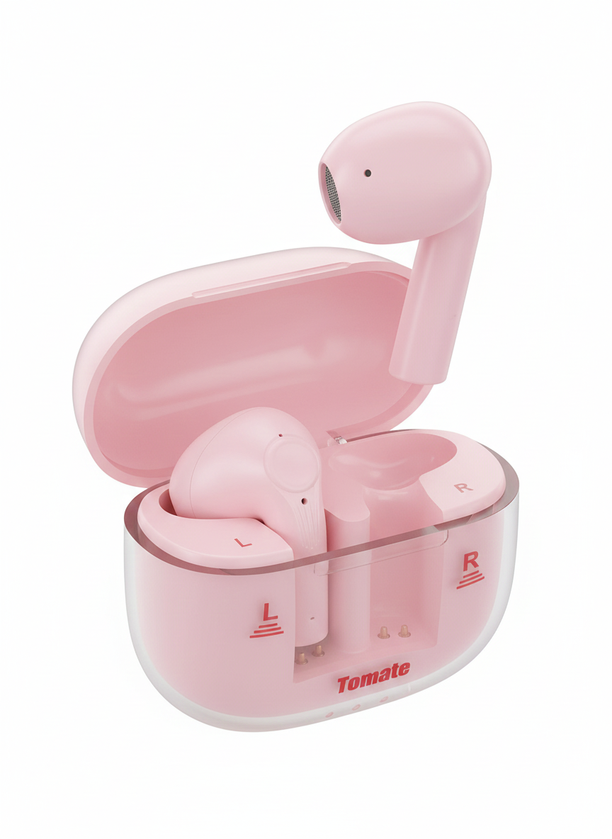 Audífonos TWS Tomate T-488BT | Hi-Res Audio, 18H Carga, Low Latency, Touch Control