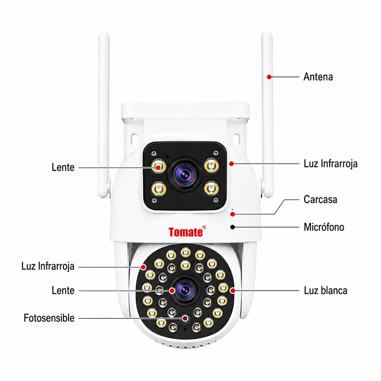 Camara WiFi PTZ Tomate SC-Y3002W 6MP Doble Lente | Visión Nocturna | Seguimiento Automático