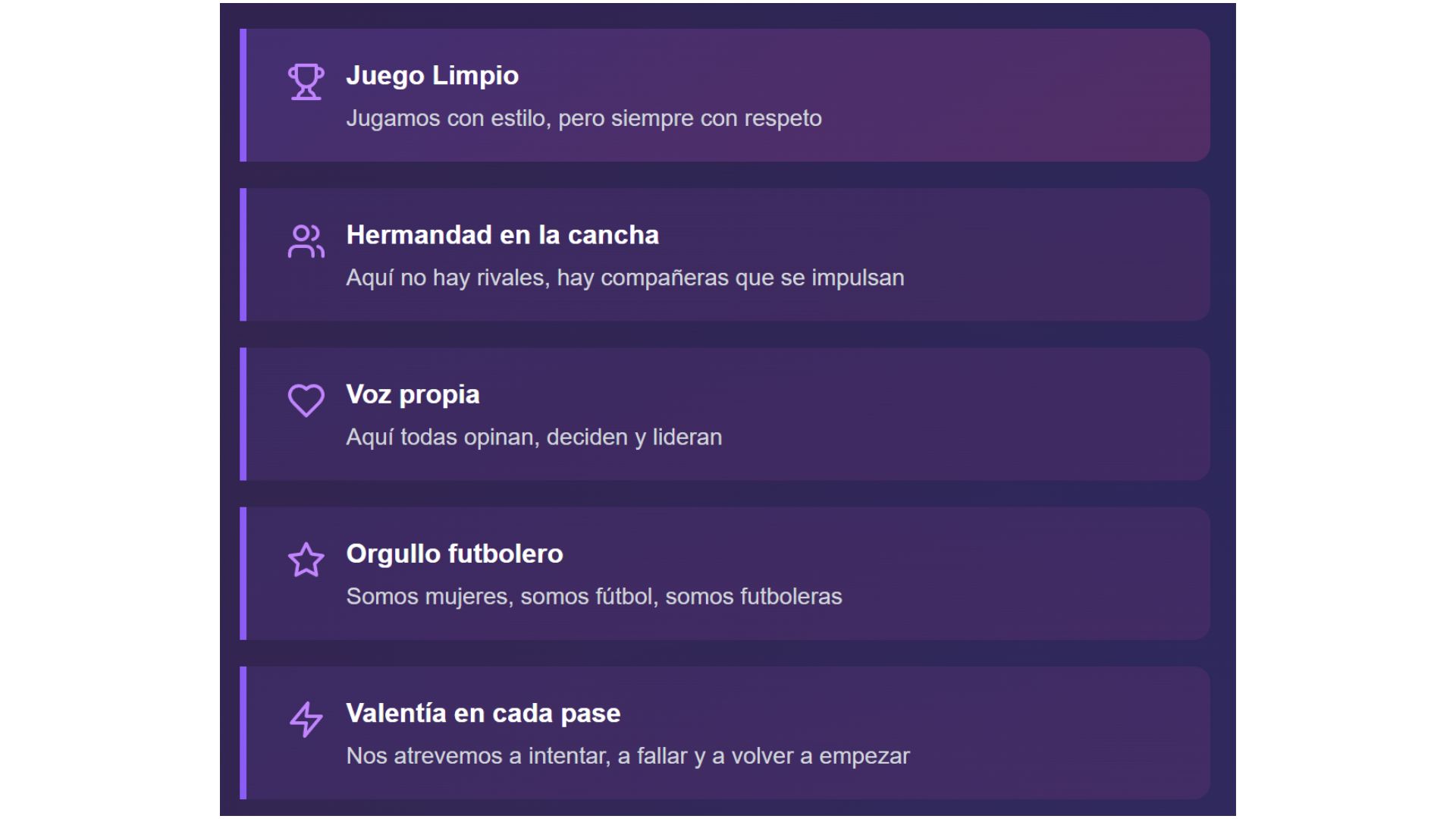 Valores del fútbol femenino