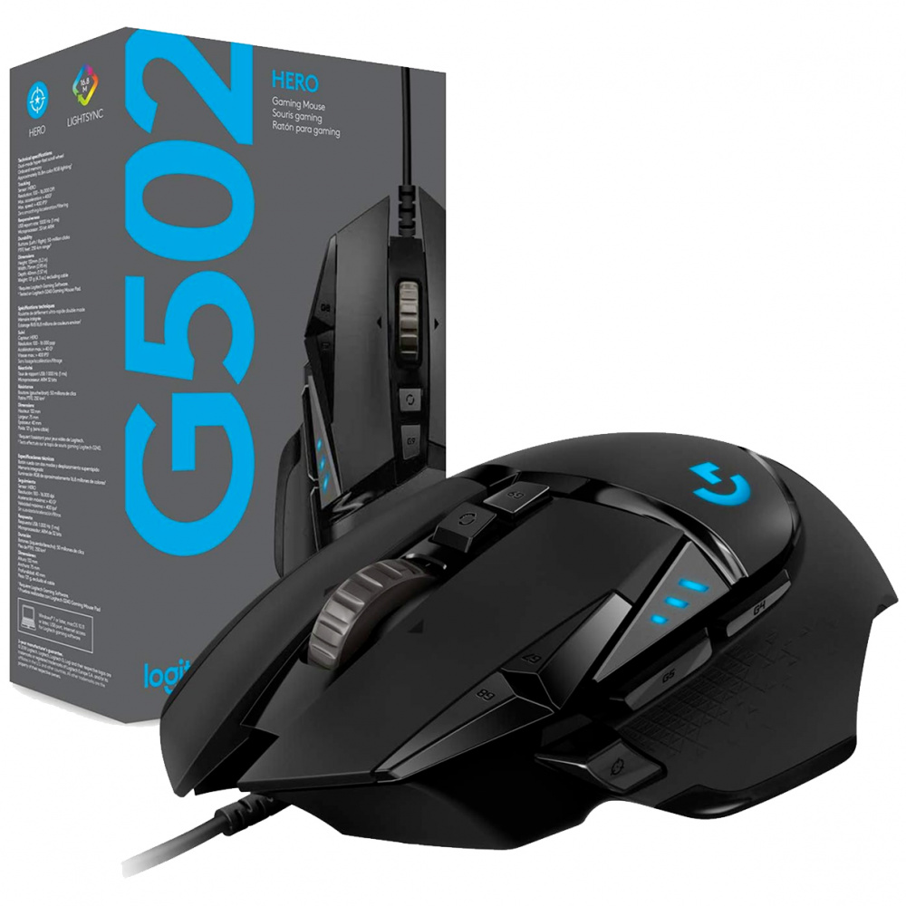 Mouse Gamer Ergonómico Logitech G502 Hero RGB