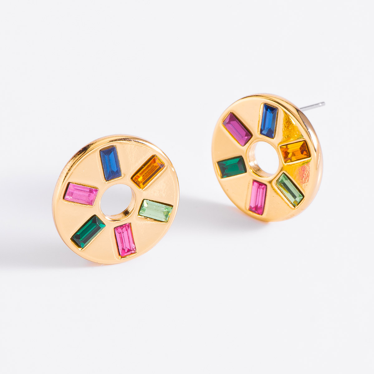 Luxurious gold-plated hoop earrings with stones