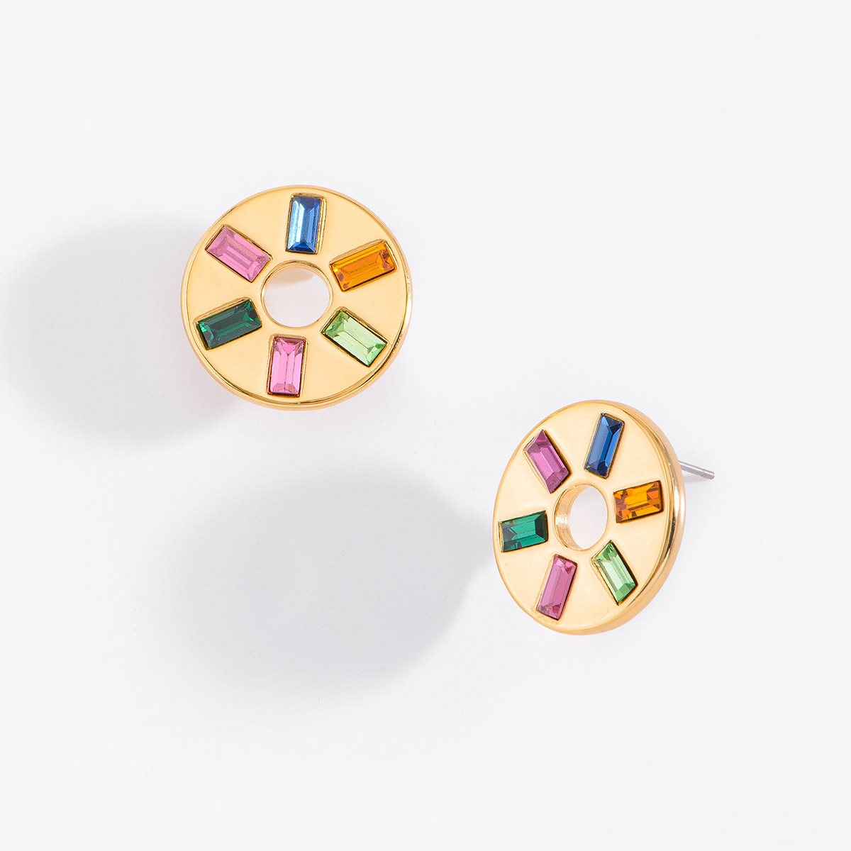 Luxurious gold-plated hoop earrings with stones