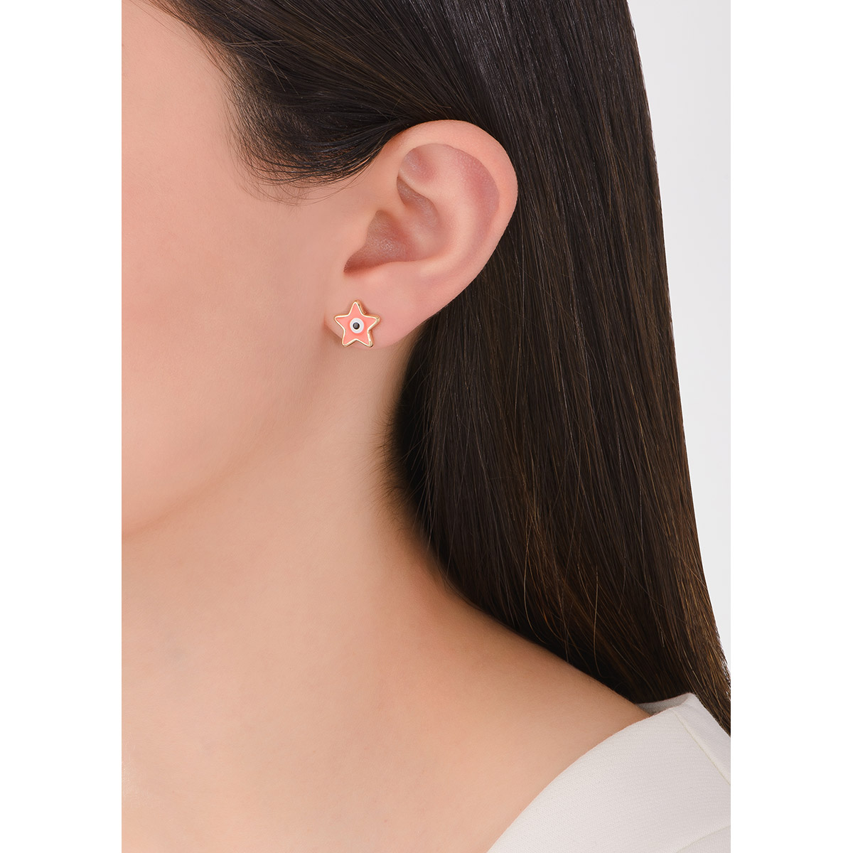 Star earrings with evil eye and 18k gold plating