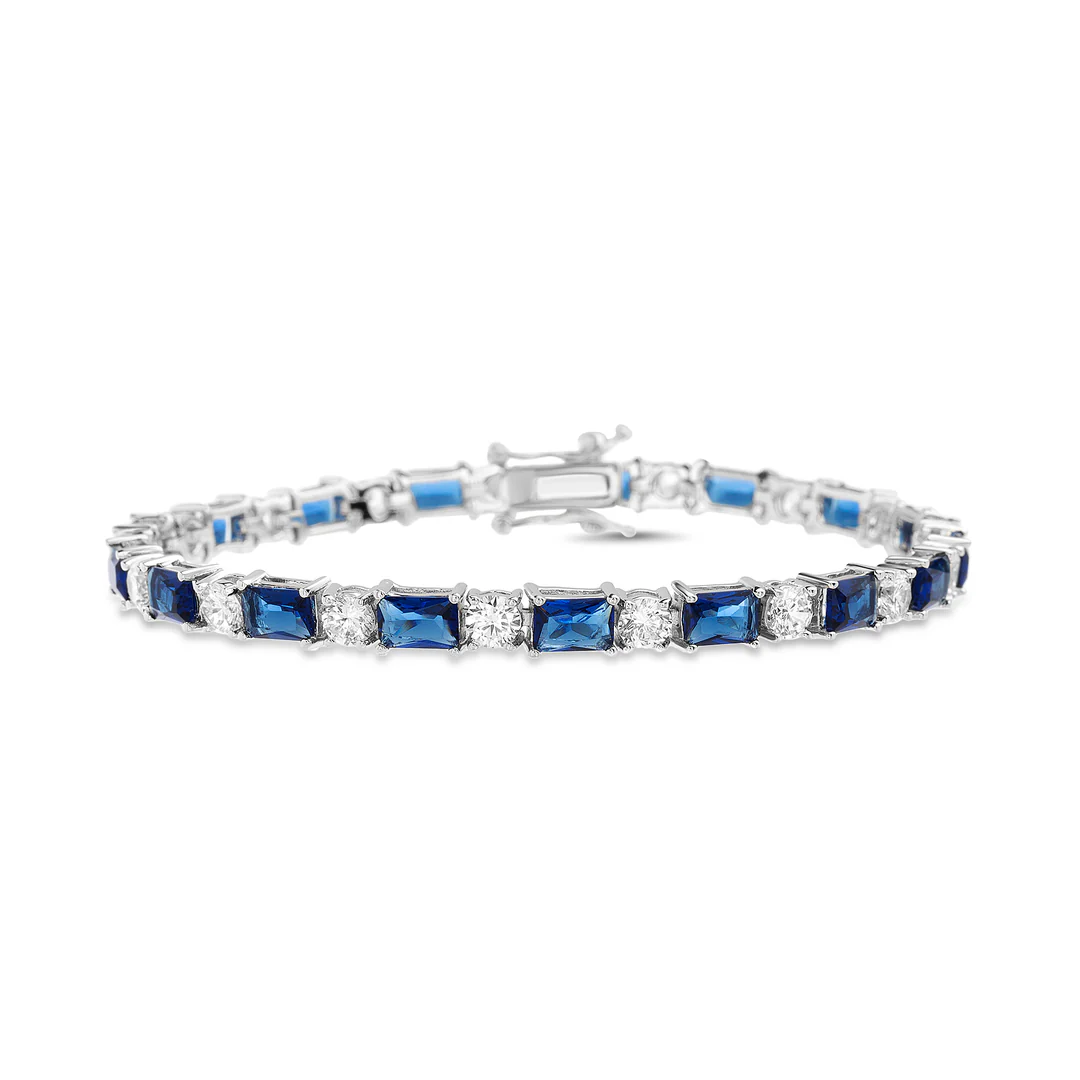 Silver Sapphire CZ Tennis Bracelet