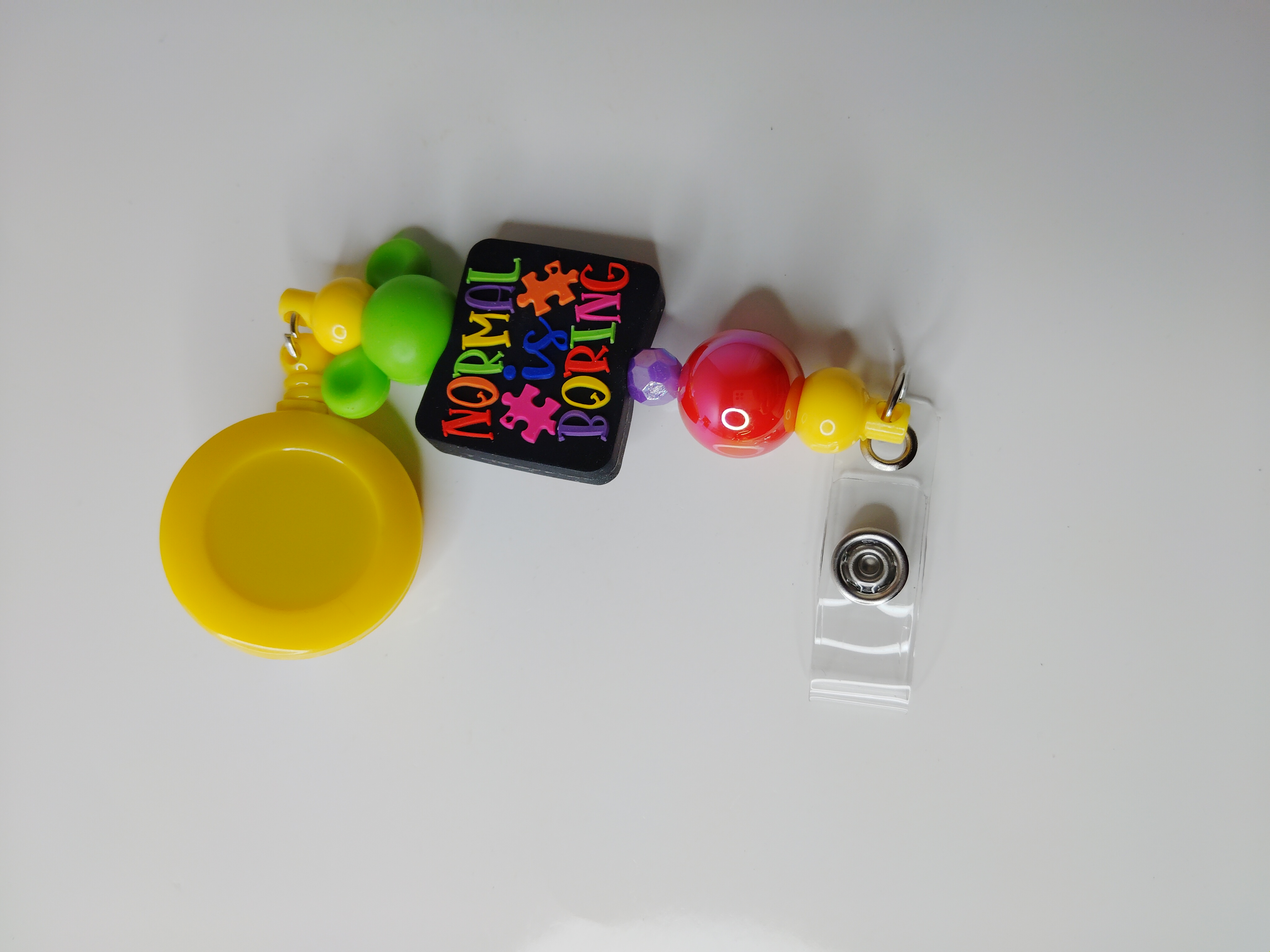 Autism Awareness Beaded Badge Holder