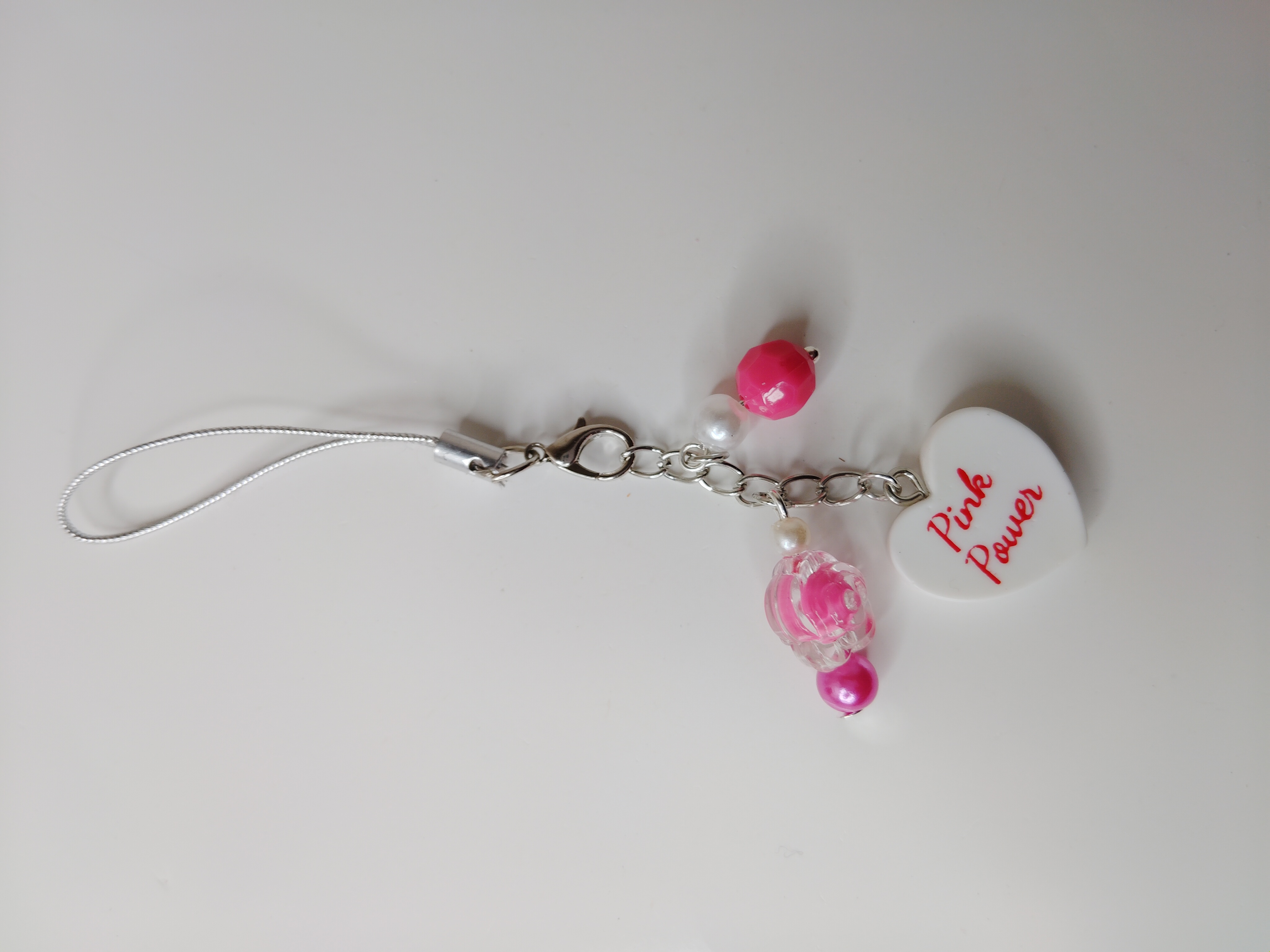 Pink Power Heart Brest Cancer Awareness Phone Charm