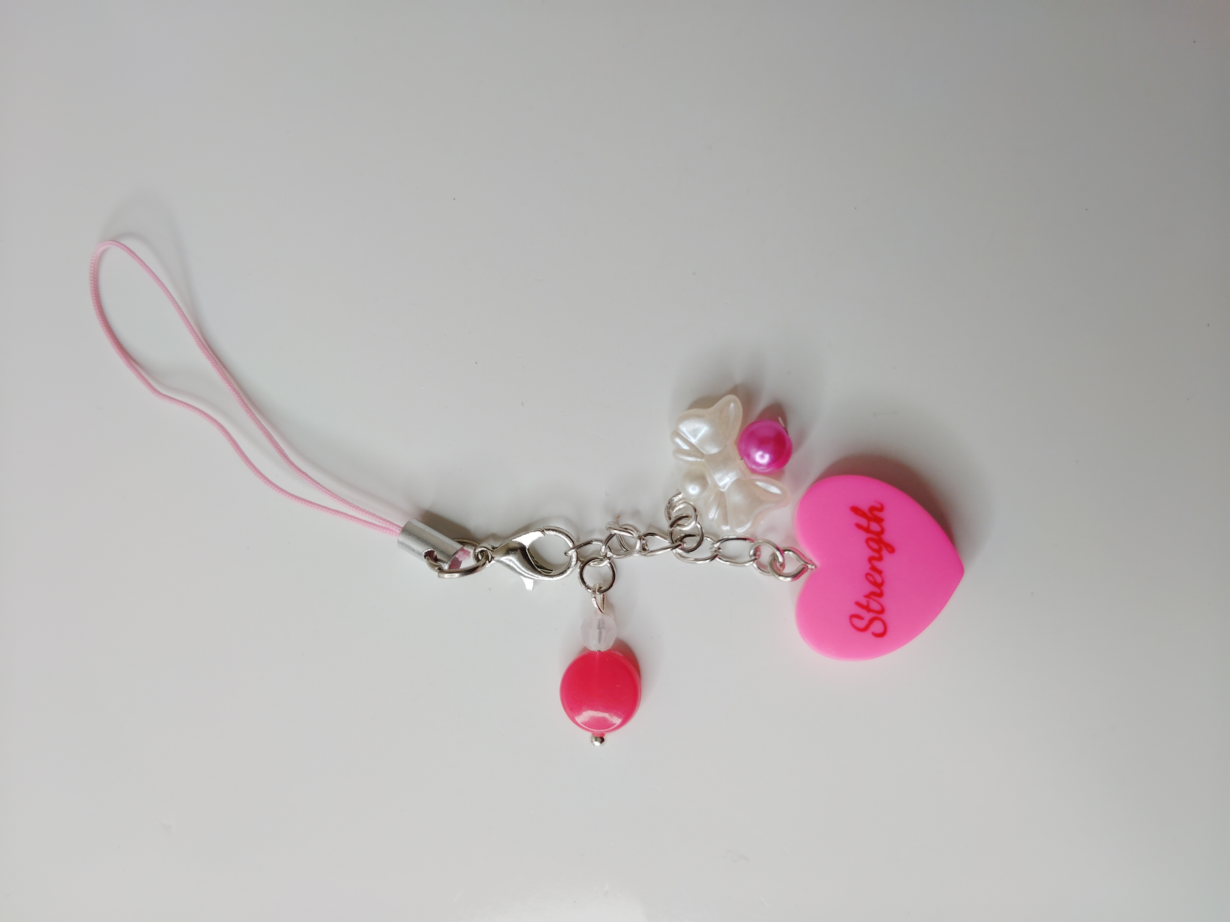 Pink Heart Strength Breast Cancer Awareness Phone Charms
