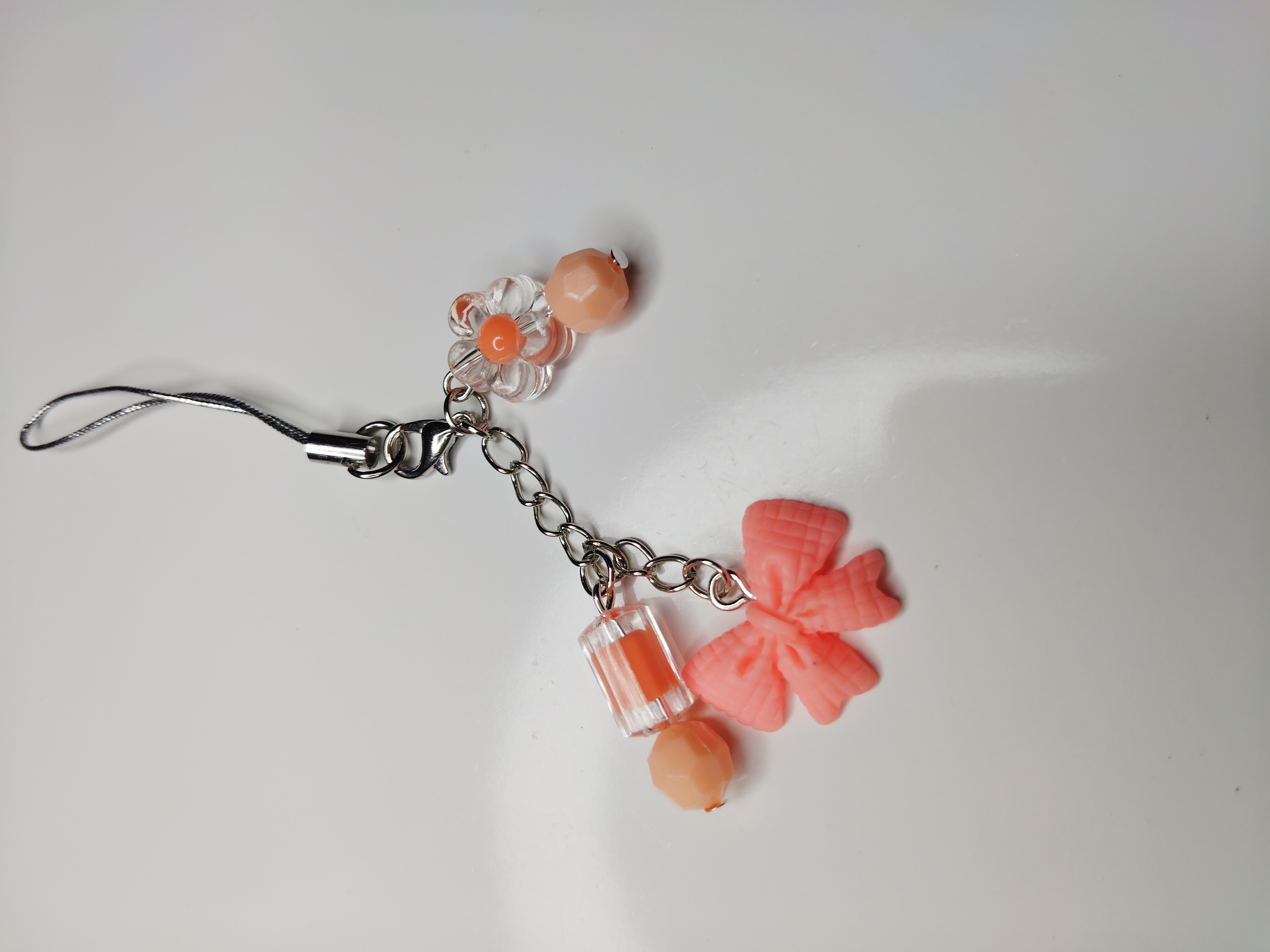 Peach Bow Phone Charm