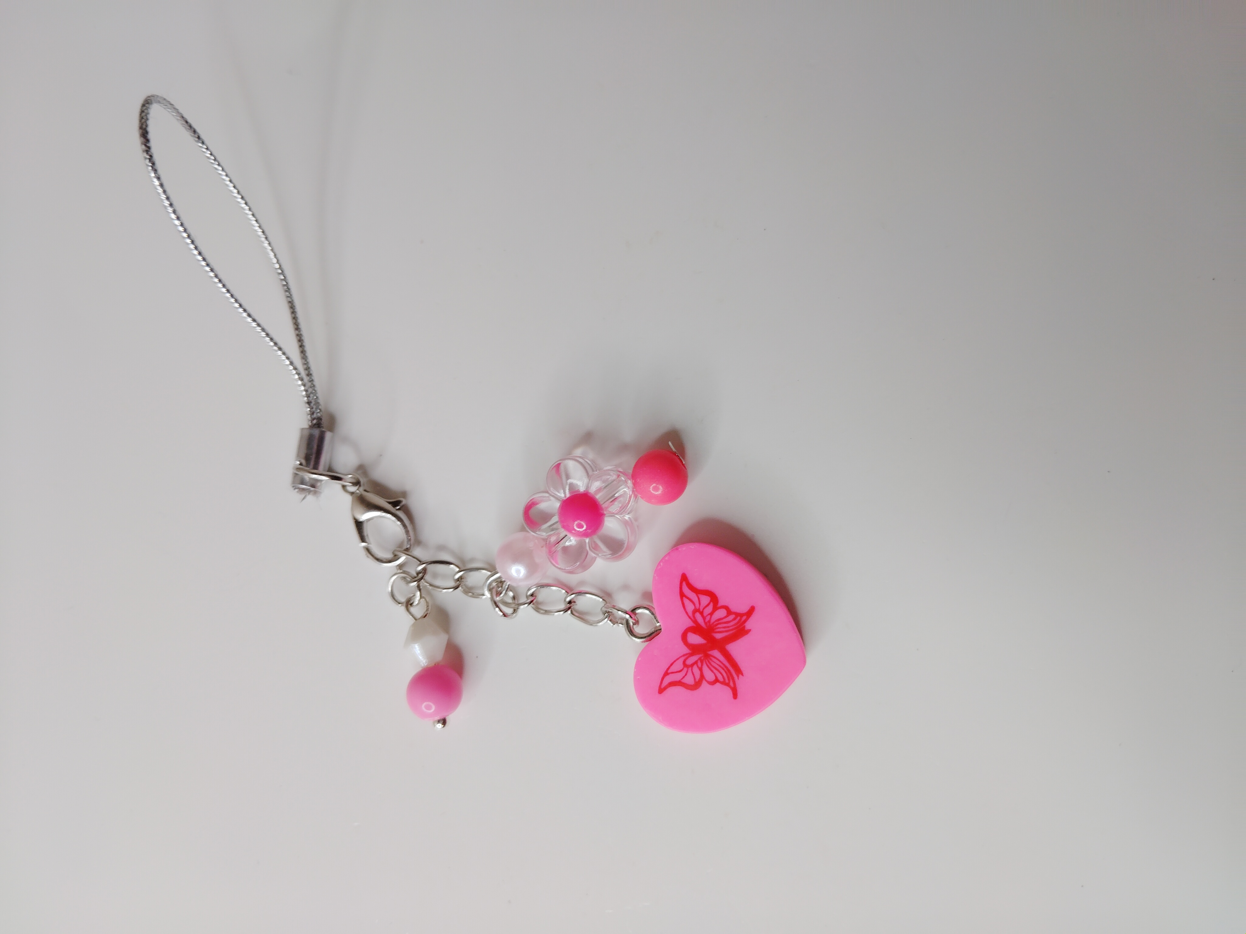 Pink Heart Brest Cancer Awareness Phone Charm