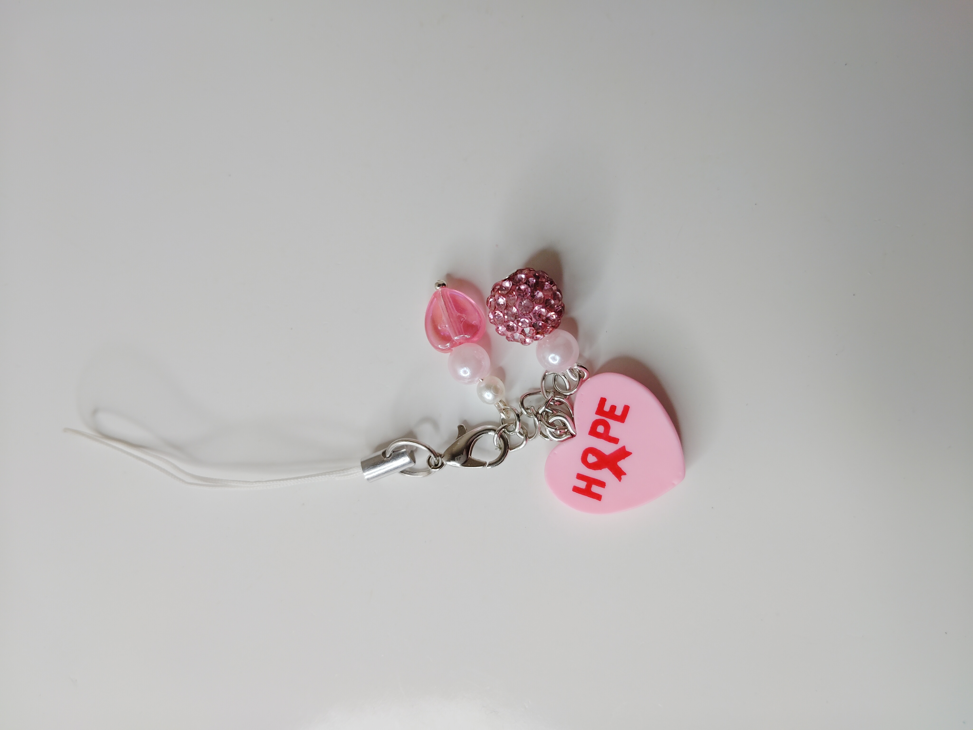 Pink Hope Heart Breast Cancer Awareness Phone Charms
