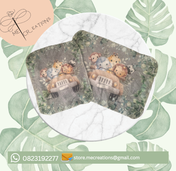 Wild animal Burp Cloth & Face cloth combo