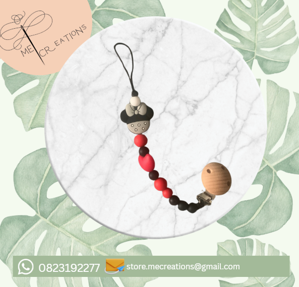 Silicon dummyclip - Grey minnie mouse