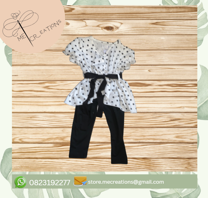 Polka Dot Top and Black Pants Set