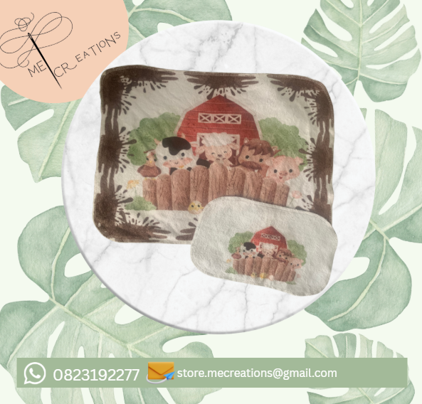 Farm animal Burp Cloth & face cloth combo