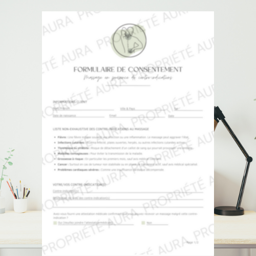 Formulaire de consentement – Massage en présence de contre-indications