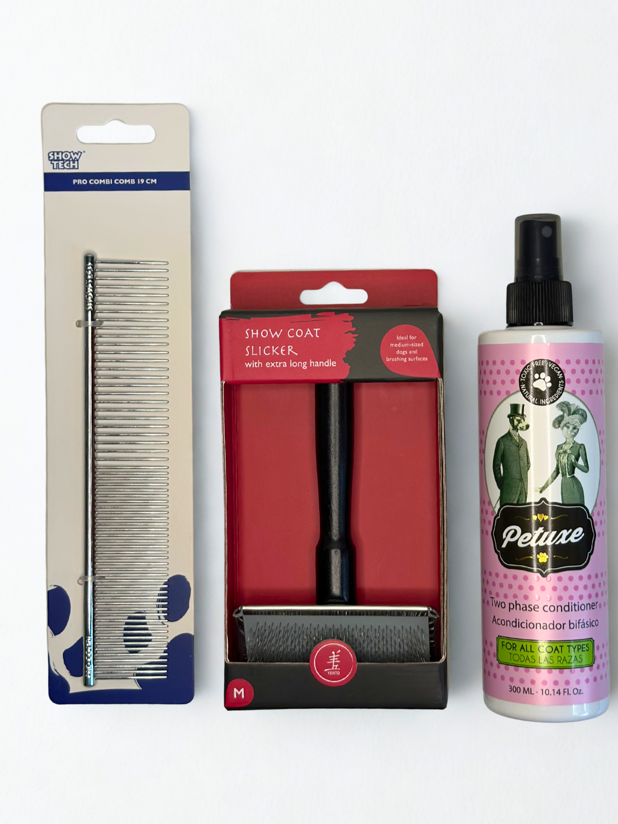 Rinkinys šunų šukavimui su vidutinio kietumo M dydžio Yento šepečiu