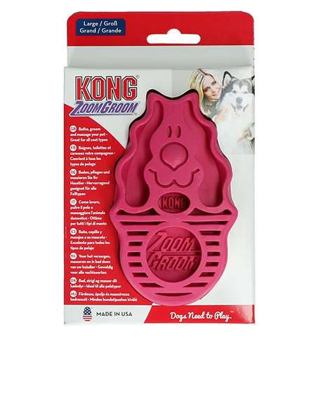 KONG Zoom Groom rožinis guminis šepetys