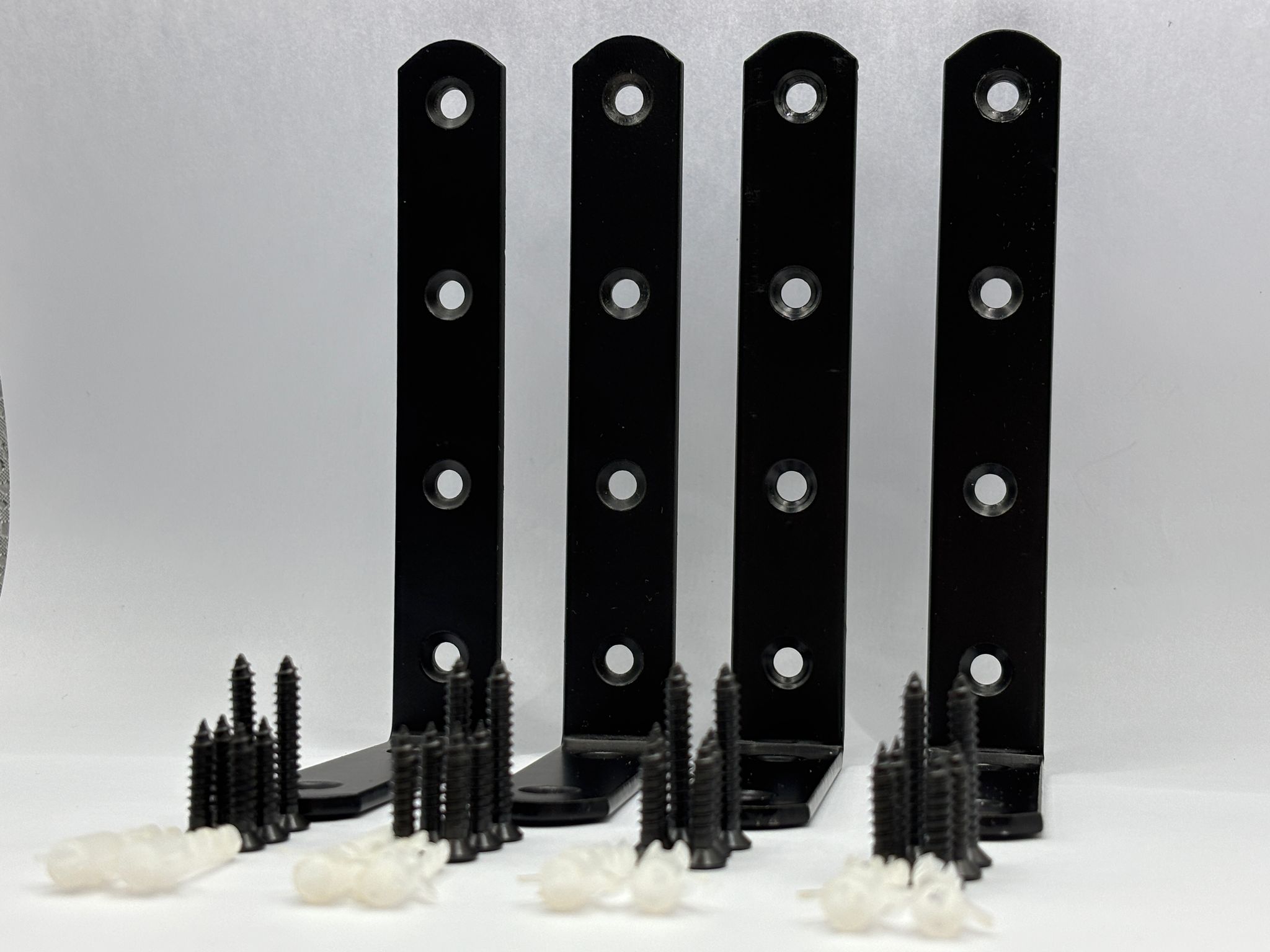 4 Pack Black Metal L Bracket Set