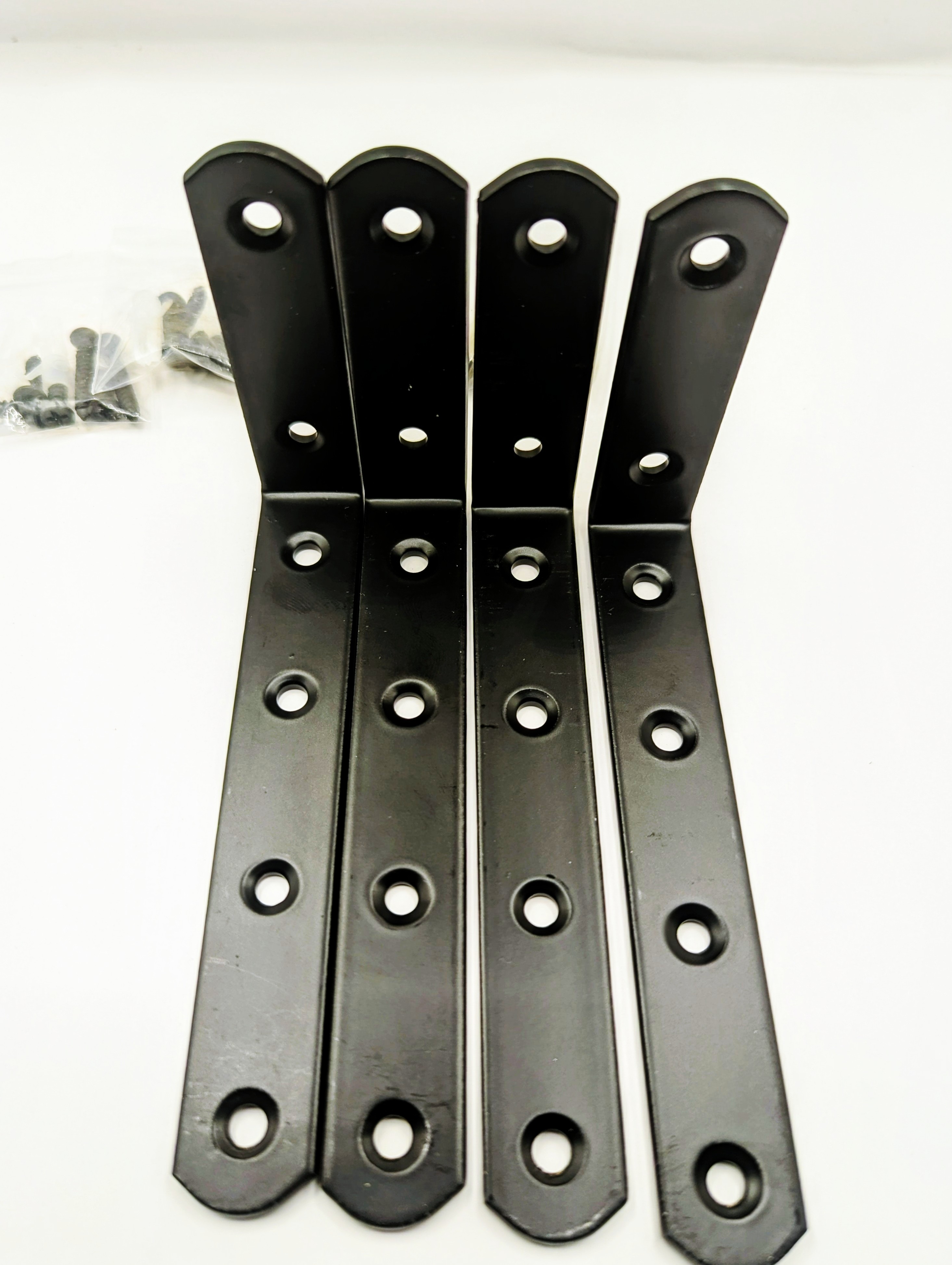 4 Pack Black Metal L Bracket Set