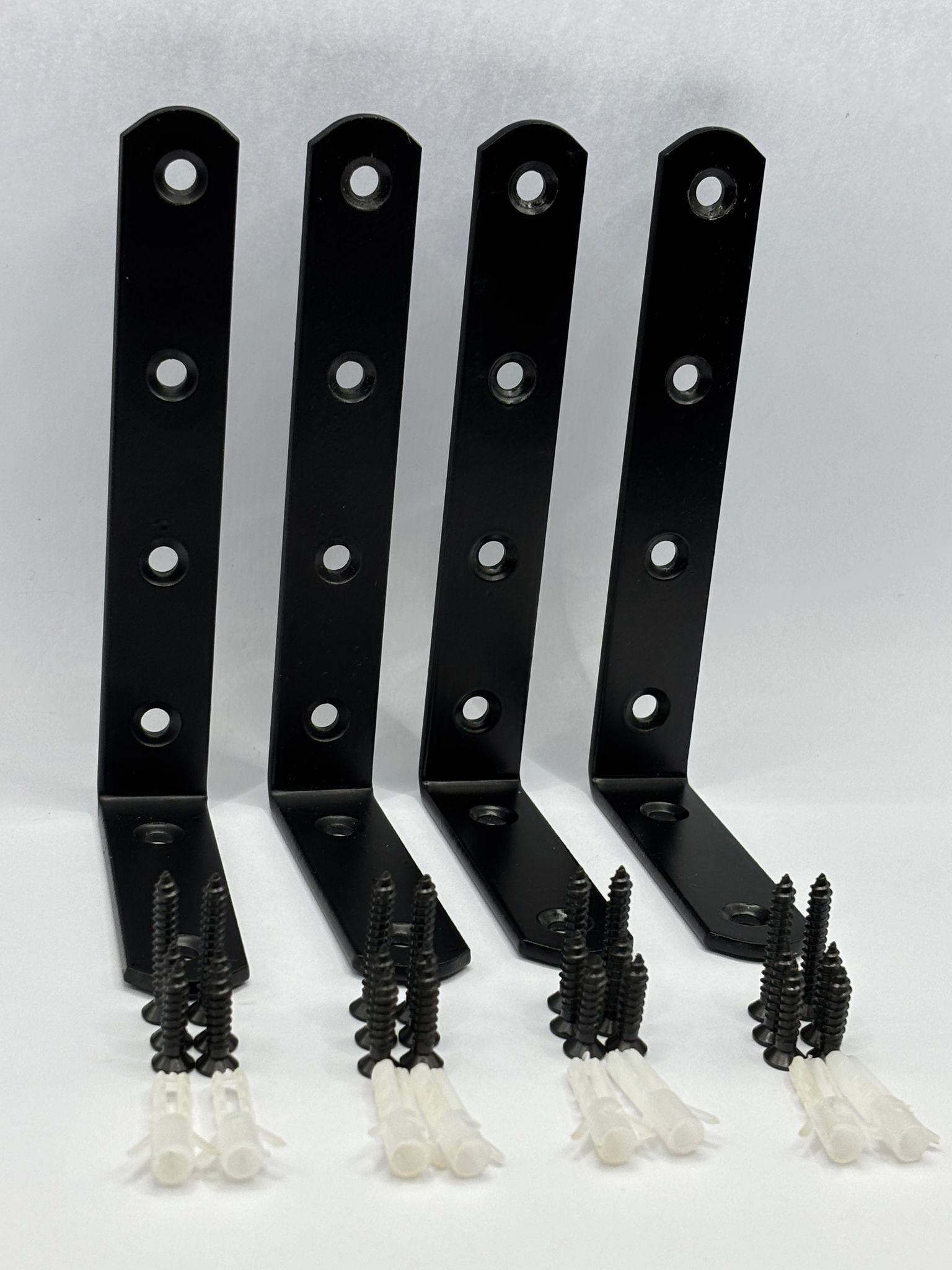 4 Pack Black Metal L Bracket Set