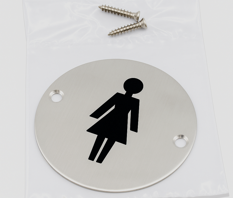 5 Pack Restroom /Toilet round stainless steel Sign Plate