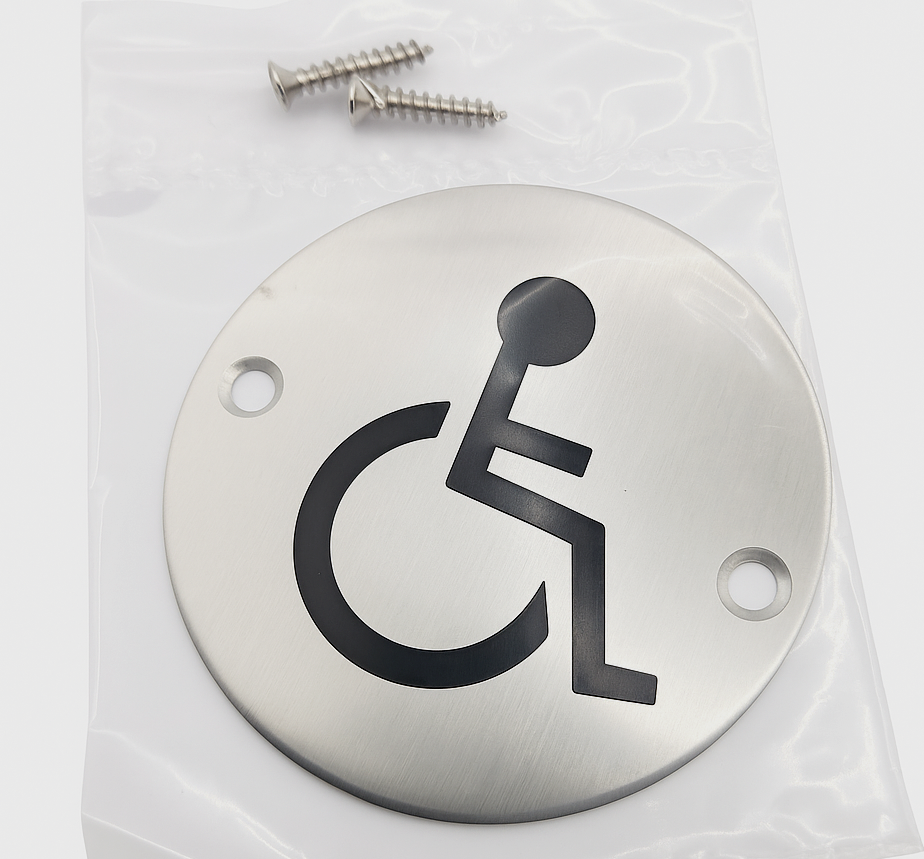 5 Pack Restroom /Toilet round stainless steel Sign Plate