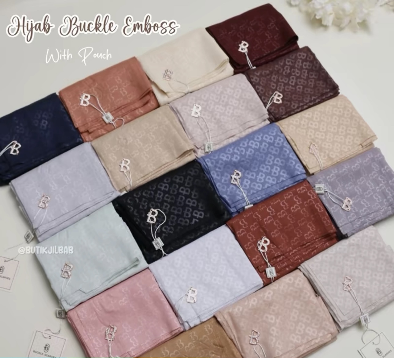 (10pcs) Hijab Buckle Emboss With Pouch
