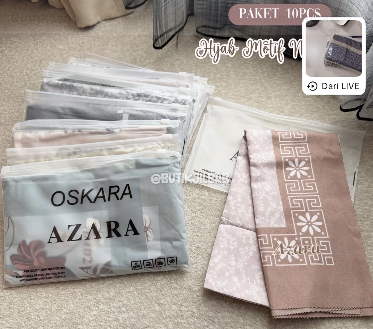 Hijab Voal Motif Lasercut 10pcs Set