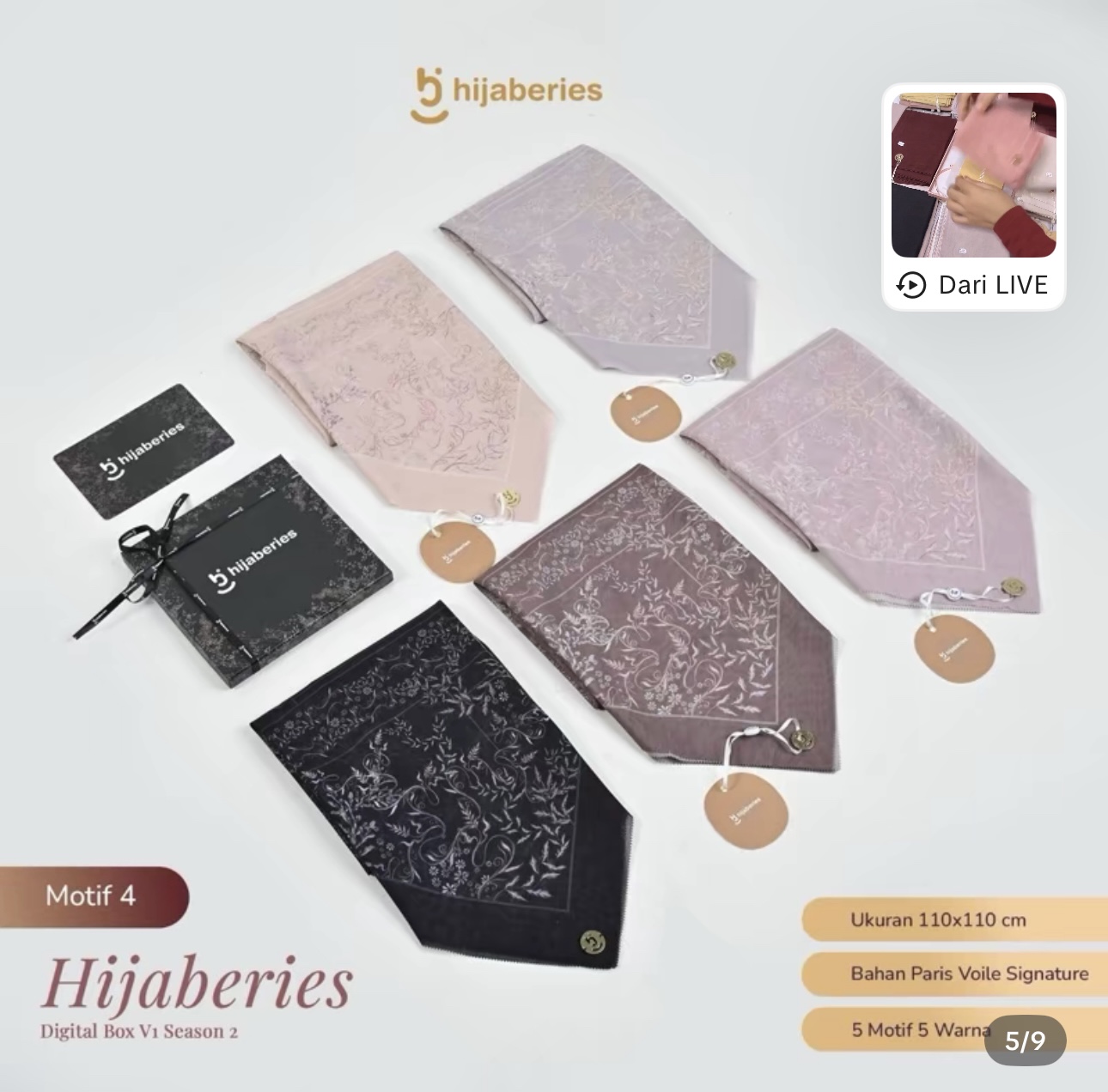 Hijaberies Motif Laser Cut Premium Square Hijab