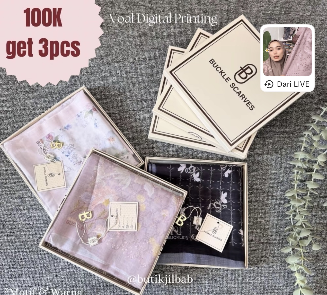 (3+1pcs) Hijab Buckle Scarf Gift Set