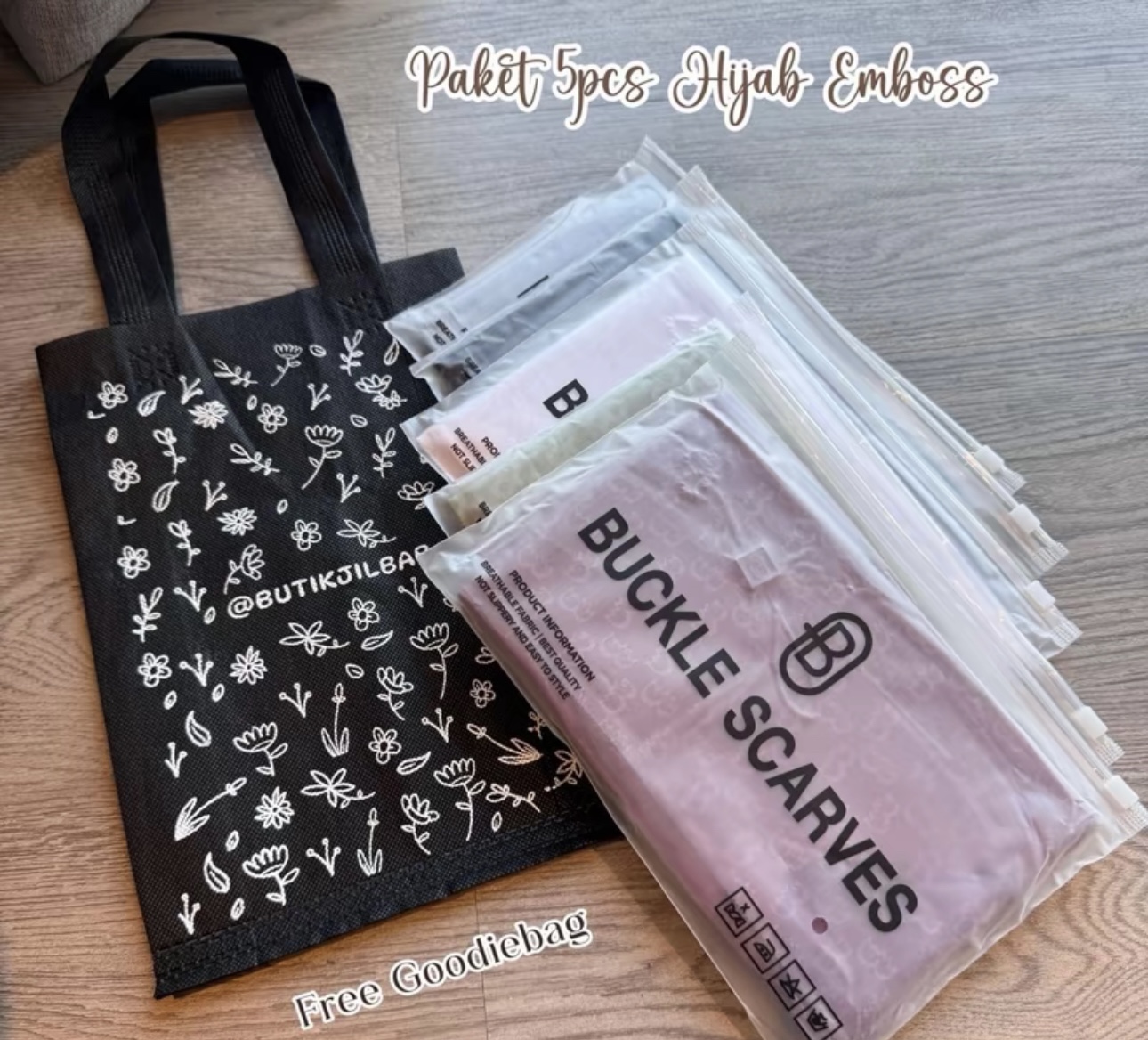 (5pcs) Buckle Scarves Emboss Set