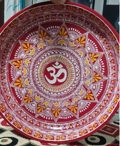Hand-painted Decorative Plate with Om Symbol