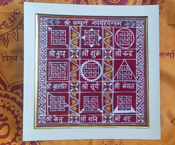 Navagraha Yantra Painting | Traditional hand-painted yantra for harmony and prosperity