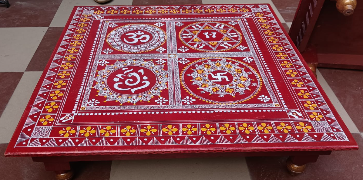 Handcrafted Wooden Puja Chowki