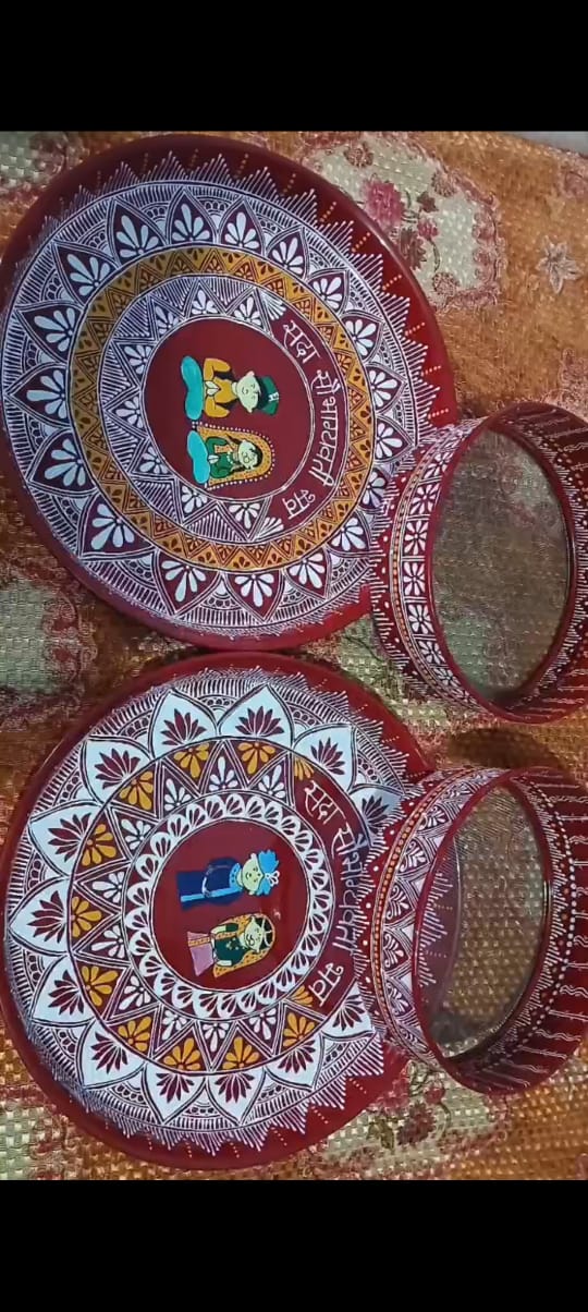 Traditional Hand-Painted Pooja Thali Set