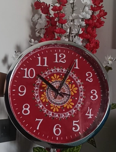  Hand-Painted Aipan Wall Clock (12 inches) | Decorative Wall Clock