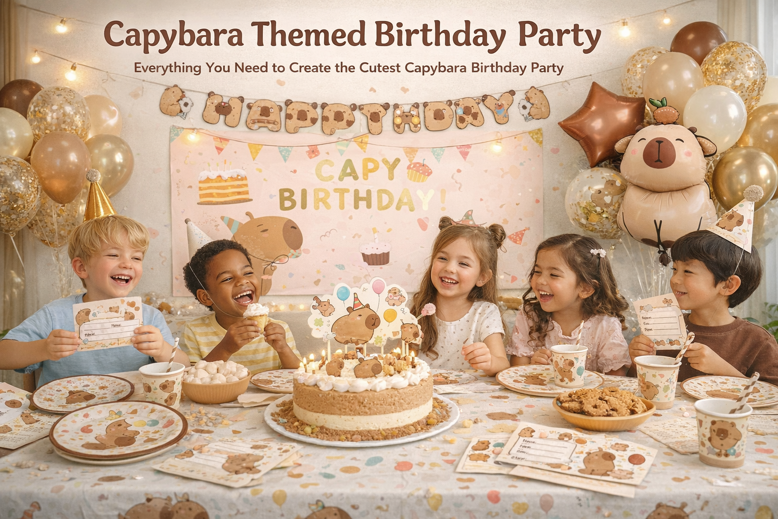 🐹 Complete Capybara Themed Birthday Party Decorations Set 🎉