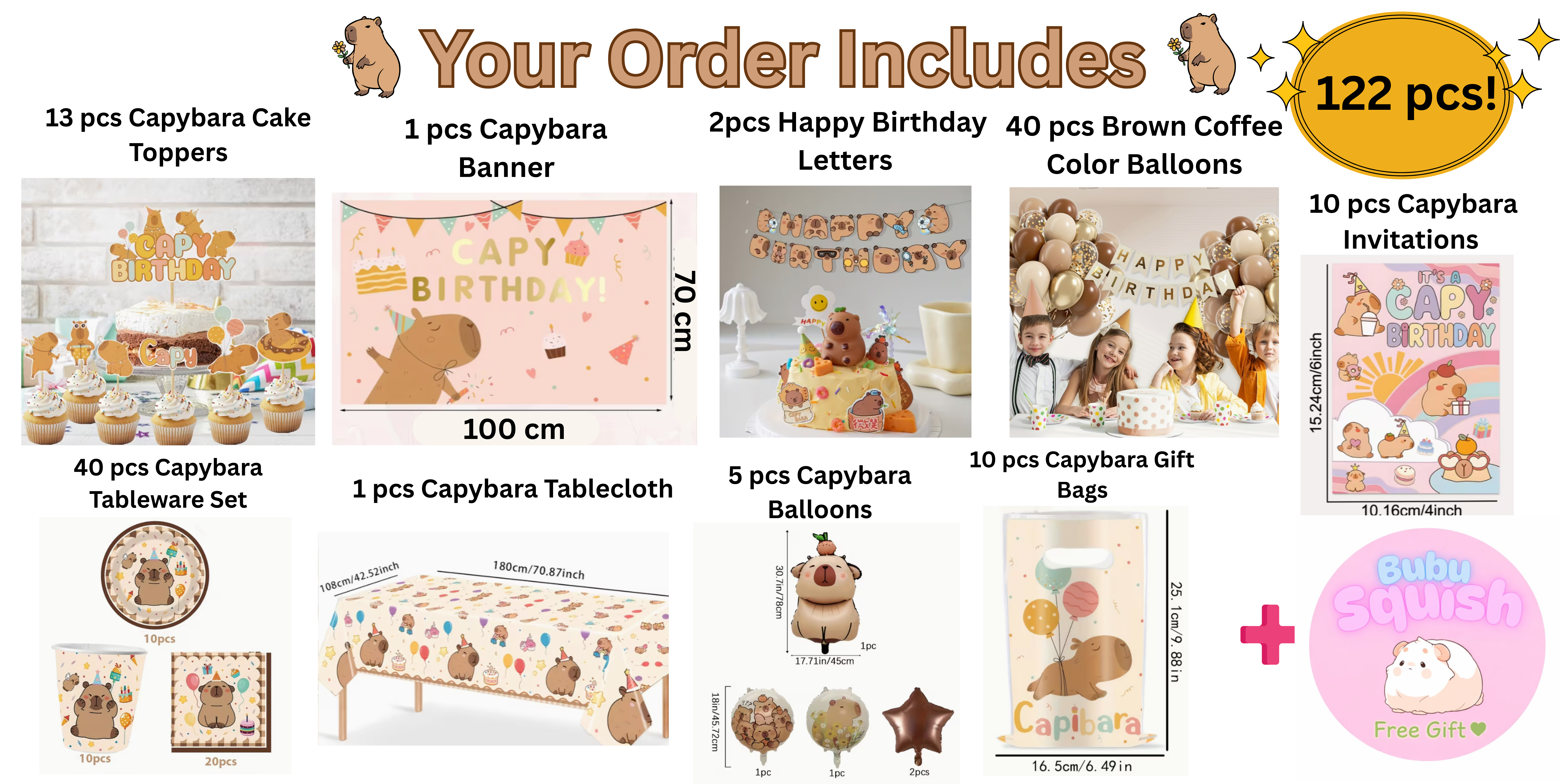 🐹 Complete Capybara Themed Birthday Party Decorations Set 🎉