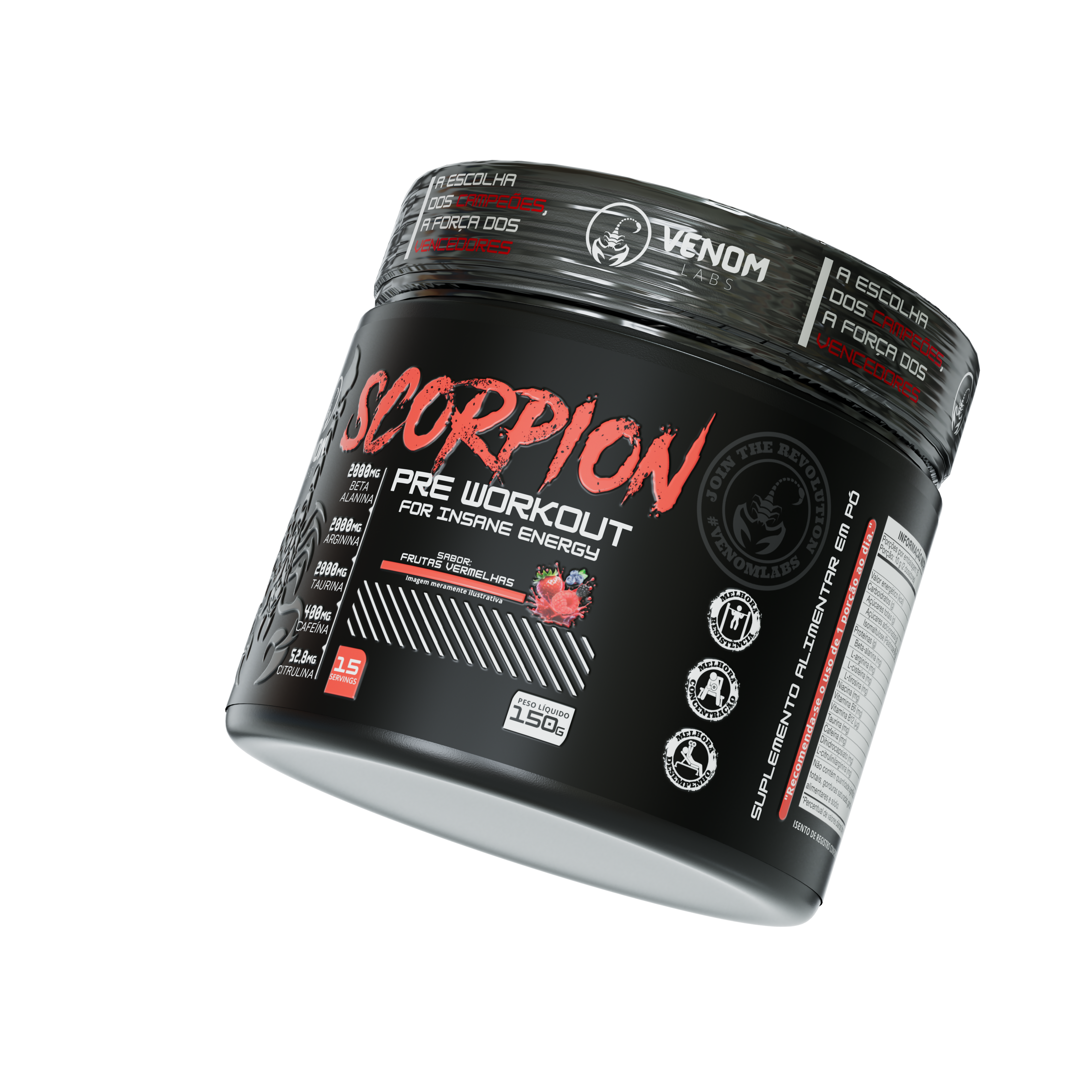 Pré-treino Scorpion (150g) Venom Labs - Sabor Frutas Vermelhas